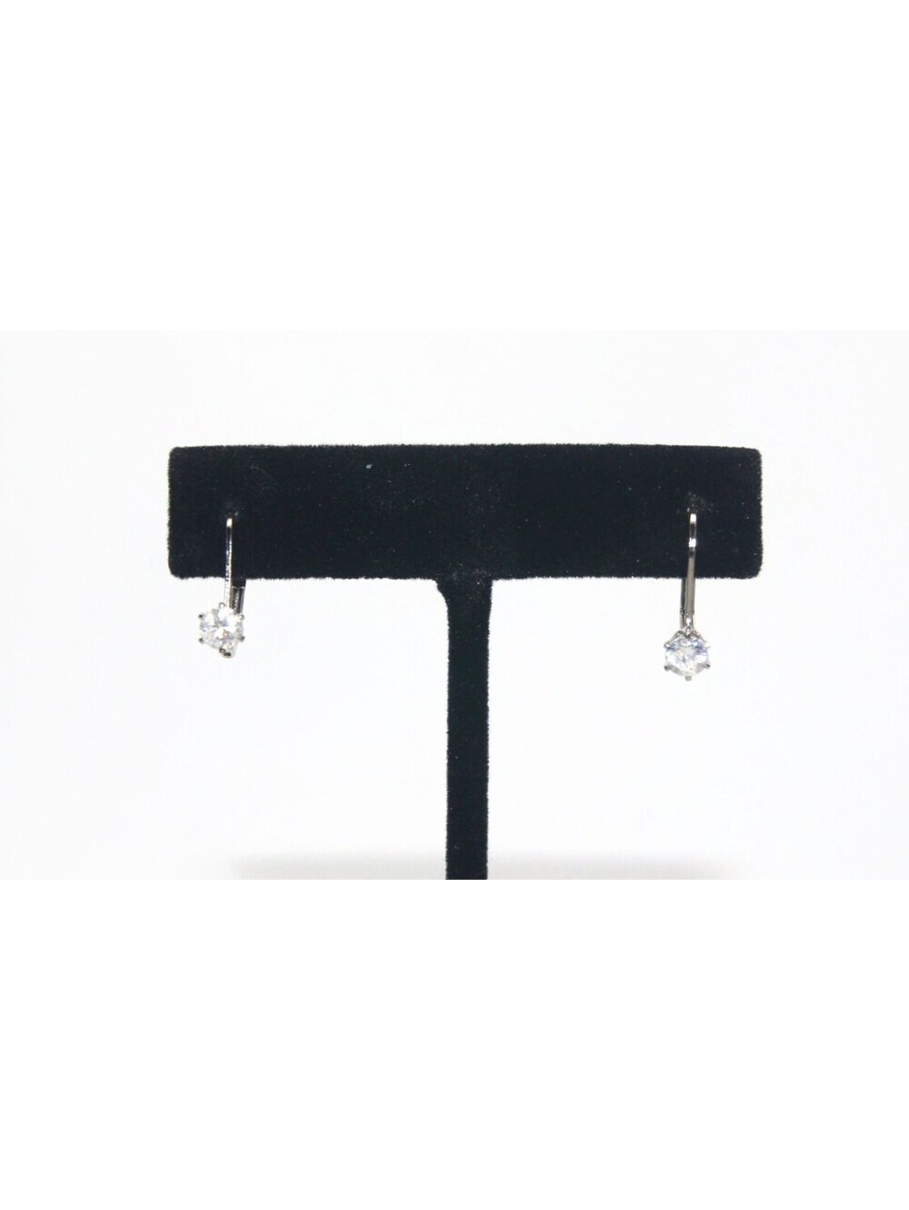 Vintage Silver Tone and Round Clear Crystals Dangle Earrings with Latch Backs.